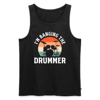 I'm Banging The Drummer Schlagzeugspieler - Männer Premium Bio Tank Top - Schwarz - Vorne - Michal (187cm)