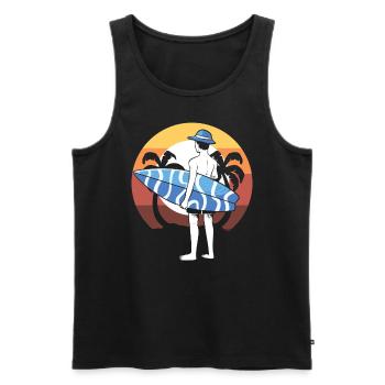 Surfer mit Surfbrett Surflehrer - Männer Premium Bio Tank Top - Schwarz - Vorne - AI Model Male 178 light (178cm)