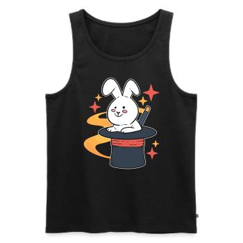 Hut mit Zauberstab und Kaninchen Magier - Männer Premium Bio Tank Top - Schwarz - Vorne - Michal (187cm)