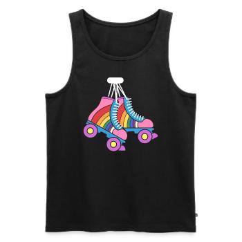 Retro Rollschuhe Regenbogen Derby-Skater - Männer Premium Bio Tank Top - Schwarz - Vorne - AI Model Male 178 light (178cm)