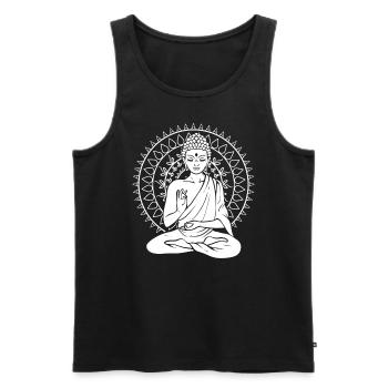 Meditierender Buddha Meditationstrainer - Männer Premium Bio Tank Top - Schwarz - Vorne - Michal (187cm)
