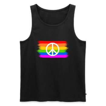 Signe de paix sur la bannière arc-en-ciel LGBT - Débardeur bio Premium Homme - noir - Devant - Michal (187cm)