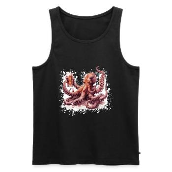 Octopus Beer Funny - Men's Premium Organic Tank Top - black - Front - AI Model Male 178 light (178cm)