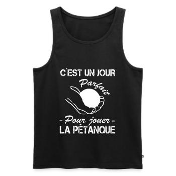 Petanque Shirt • A perfect day • Petanque Gift - Men's Premium Organic Tank Top - black - Front - Michal (187cm)