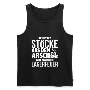 Lagerfeuer - Männer Premium Bio Tank Top - Schwarz - Vorne - Michal (187cm)