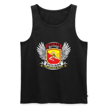 Italiano dalla nascita siciliano per grazia di dio - Männer Premium Bio Tank Top - Schwarz - Vorne - AI Model Male 178 light (178cm)