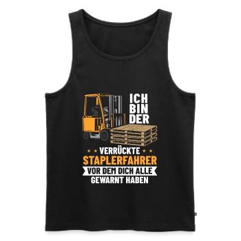 Verrückter Gabelstaplerfahrer Lagerist Hochstapler - Männer Premium Bio Tank Top - Schwarz - Vorne - AI Model Male 178 light (178cm)