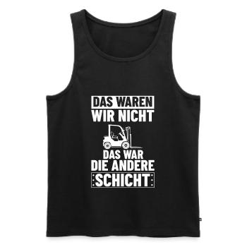 Gabelstaplerfahrer Schicht Lagerist Hochstapler - Männer Premium Bio Tank Top - Schwarz - Vorne - AI Model Male 178 light (178cm)