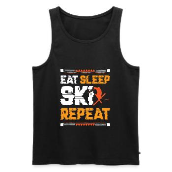 Eat Sleep Ski Repeat - Männer Premium Bio Tank Top - Schwarz - Vorne - Michal (187cm)