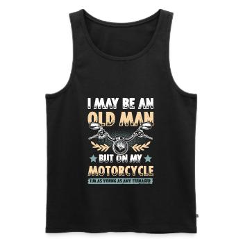 Motorcycle old man - Men's Premium Organic Tank Top - black - Front - Michal (187cm)
