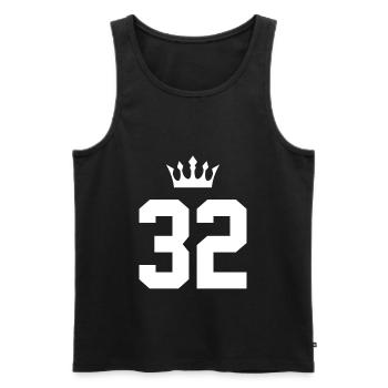 32 Number crown - Men's Premium Organic Tank Top - black - Front - AI Model Male 178 light (178cm)