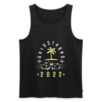 Goldstrand 2022 - Männer Premium Bio Tank Top - Schwarz - Vorne - AI Model Male 178 light (178cm)