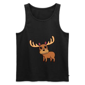 Elch Comic Tier - Männer Premium Bio Tank Top - Schwarz - Vorne - AI Model Male 178 light (178cm)