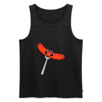 Bande dessinée saucisses - Débardeur bio Premium Homme - noir - Devant - AI Model Male 178 light (178cm)