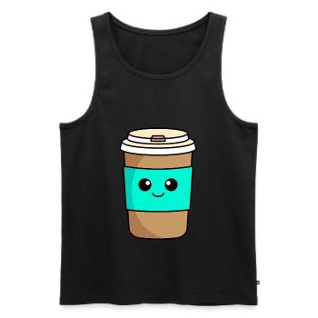 Café à emporter Comic - Débardeur bio Premium Homme - noir - Devant - Michal (187cm)