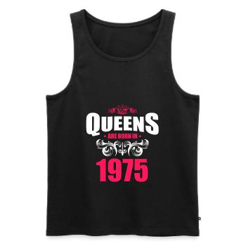 Queens born in 1975 - Männer Premium Bio Tank Top - Schwarz - Vorne - AI Model Male 178 light (178cm)