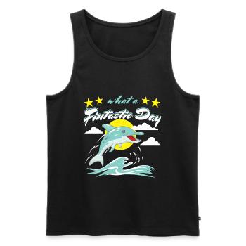 Fintastischer Delphin - Männer Premium Bio Tank Top - Schwarz - Vorne - AI Model Male 178 light (178cm)