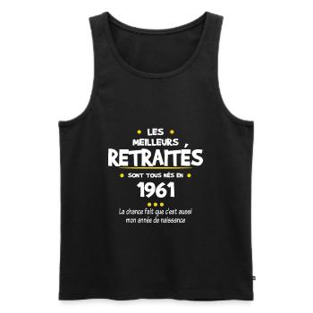 Retraite et 1961 cadeau humour retraité - Débardeur bio Premium Homme - noir - Devant - Michal (187cm)