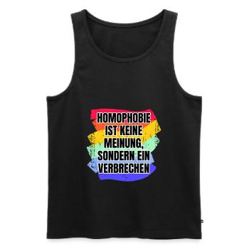 Homophobie ist keine Meinung sondern Verbrechen - Männer Premium Bio Tank Top - Schwarz - Vorne - Michal (187cm)