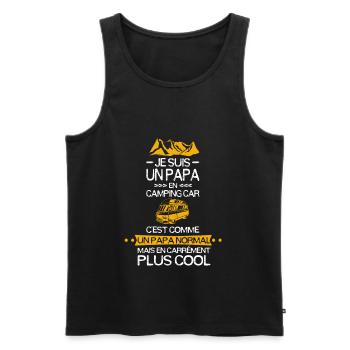 Je suis un papa en camping * fête des papas * - Débardeur bio Premium Homme - noir - Devant - Michal (187cm)