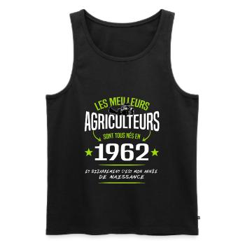Agriculteur né en 1962 / naissance humour - Débardeur bio Premium Homme - noir - Devant - Michal (187cm)