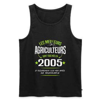 Agriculteur né en 2005 / naissance humour - Débardeur bio Premium Homme - noir - Devant - AI Model Male 178 light (178cm)