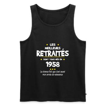 Retraite et 1958 cadeau humour retraité - Débardeur bio Premium Homme - noir - Devant - Michal (187cm)