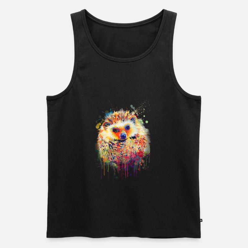 Igel handgezeichnet - Männer Premium Bio Tank Top - Schwarz