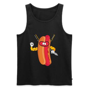 Hot Dog Ninja Karate Warrior Japan Geschenk - Männer Premium Bio Tank Top - Schwarz - Vorne - AI Model Male 178 light (178cm)