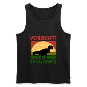 Achtung Schulkpark Dino Schulbeginn T shirt - Männer Premium Bio Tank Top - Schwarz - Vorne - Michal (187cm)