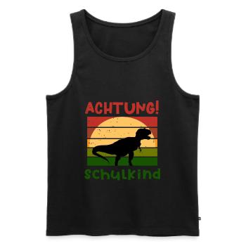 Achtung Schulkind Dino Schulbeginn T shirt - Männer Premium Bio Tank Top - Schwarz - Vorne - Michal (187cm)