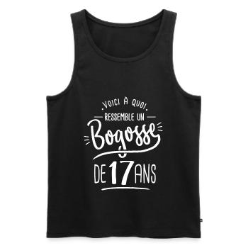 bogosse cadeau homme anniversaire 17 ans humour - Débardeur bio Premium Homme - noir - Devant - AI Model Male 178 light (178cm)