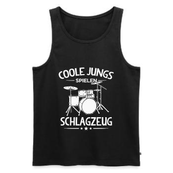 Coole Jungs Spielen Schlagzeug Drummer - Männer Premium Bio Tank Top - Schwarz - Vorne - AI Model Male 178 light (178cm)
