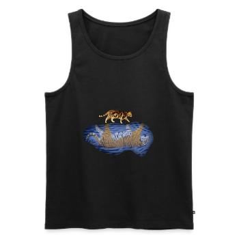 Katze gegen Tiger Reflexionspfütze - Männer Premium Bio Tank Top - Schwarz - Vorne - AI Model Male 178 light (178cm)