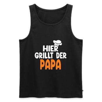 Hier Grillt Der Papa - Männer Premium Bio Tank Top - Schwarz - Vorne - AI Model Male 178 light (178cm)