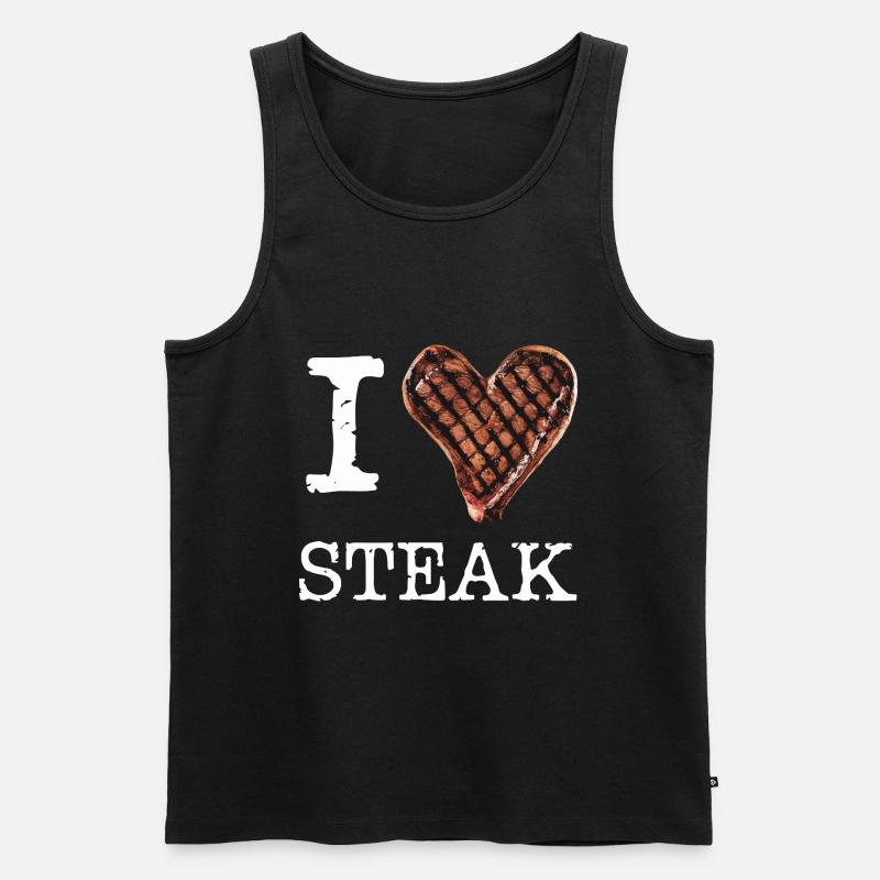 Ich liebe Steak - Männer Premium Bio Tank Top - Schwarz