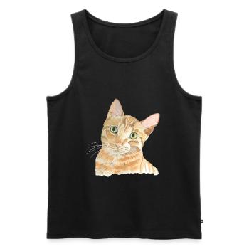 rote Katze - Männer Premium Bio Tank Top - Schwarz - Vorne - AI Model Male 178 light (178cm)