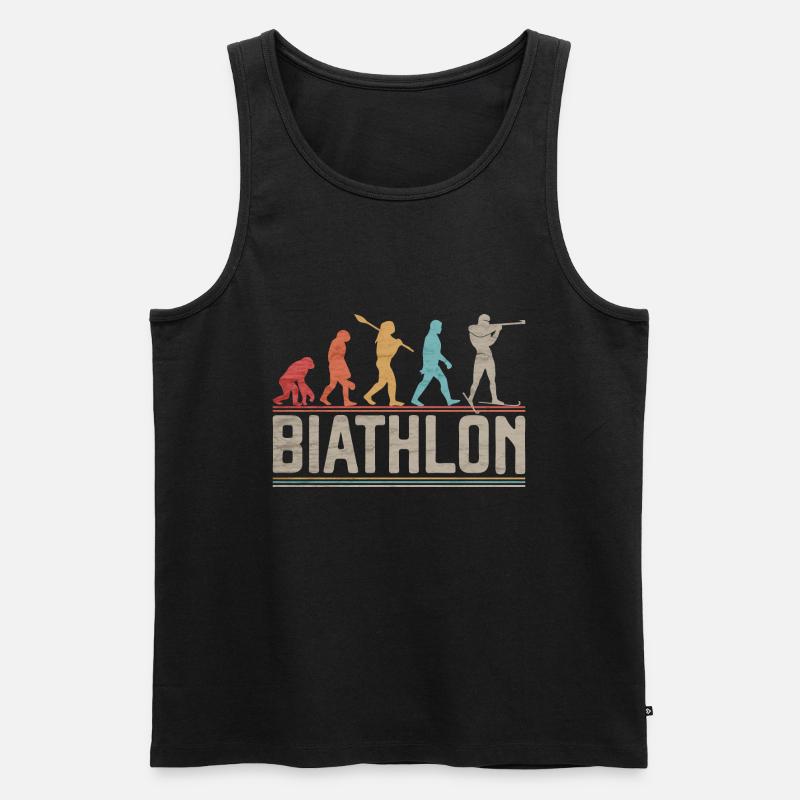 Die Evolution des Biathlon-Langlaufs - Männer Premium Bio Tank Top - Schwarz