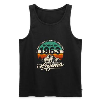 Legends are born in 1963 - Men's Premium Organic Tank Top - black - Front - Michal (187cm)