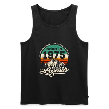 Legends are born in 1975 - Men's Premium Organic Tank Top - black - Front - Michal (187cm)