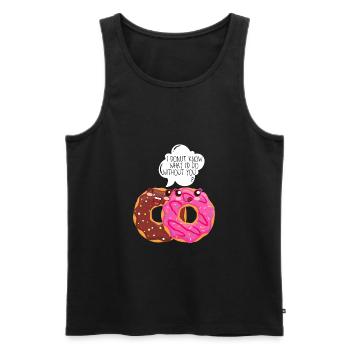 Donut amour partenaire relation copain blague drôle - Débardeur bio Premium Homme - noir - Devant - AI Model Male 178 light (178cm)