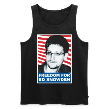 FREEDOM FOR EDWARD ED SNOWDEN 02 - Männer Premium Bio Tank Top - Schwarz - Vorne - AI Model Male 178 light (178cm)