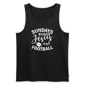 Les dimanches sont pour Jésus et Football America - Débardeur bio Premium Homme - noir - Devant - Michal (187cm)