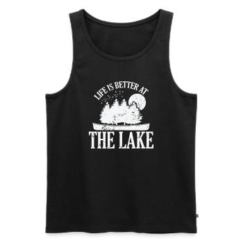 Life is better at the Lake Kayak Paddle Boat - Men's Premium Organic Tank Top - black - Front - AI Model Male 178 light (178cm)