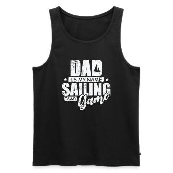 Papa est mon nom, la voile est mon jeu, Segeln - Débardeur bio Premium Homme - noir - Devant - AI Model Male 178 light (178cm)