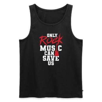 Only Rock Music can Save us Genre Guitar - Men's Premium Organic Tank Top - black - Front - AI Model Male 178 light (178cm)