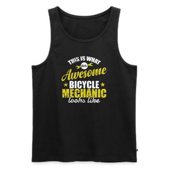 Voici à quoi ressemble génial Bicycle Mechanic - Débardeur bio Premium Homme - noir - Devant - Michal (187cm)