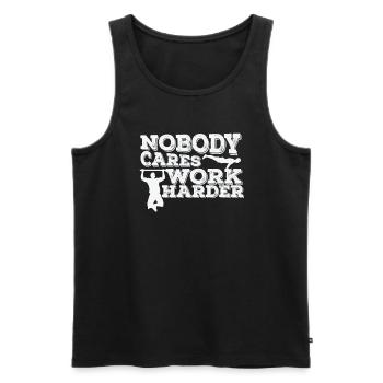 Nobody cares Work Harder Fitness Workout - Männer Premium Bio Tank Top - Schwarz - Vorne - AI Model Male 178 light (178cm)
