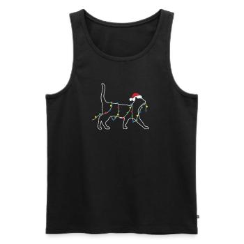 Katze mit Weihnachtsbeleuchtung Xmas - Männer Premium Bio Tank Top - Schwarz - Vorne - AI Model Male 178 light (178cm)