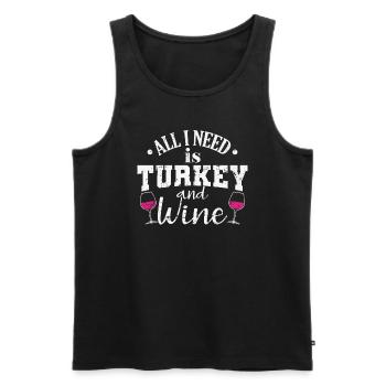All I need is Turkey and Wine USA Feiertag - Männer Premium Bio Tank Top - Schwarz - Vorne - Michal (187cm)